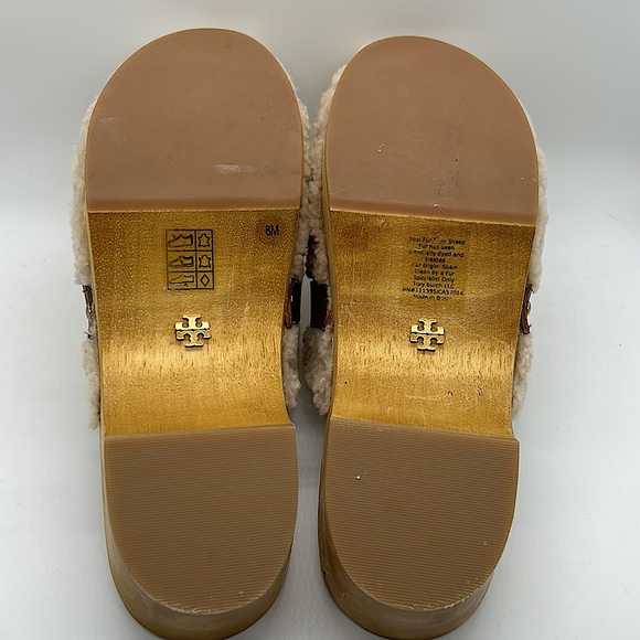 Tory Burch Authentic Rare Wooden Sheep Fur Fuzzy Sandals Clog Shoes **Size 8** - Picture 7 of 9